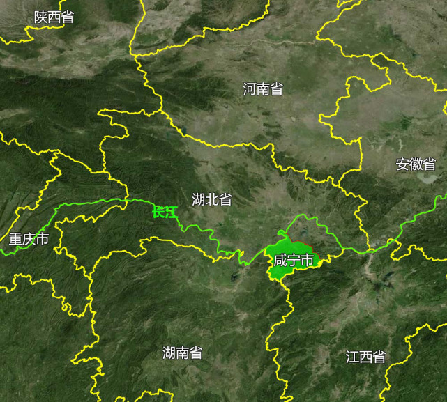 8張地形圖快速瞭解湖北省咸寧市轄區縣市