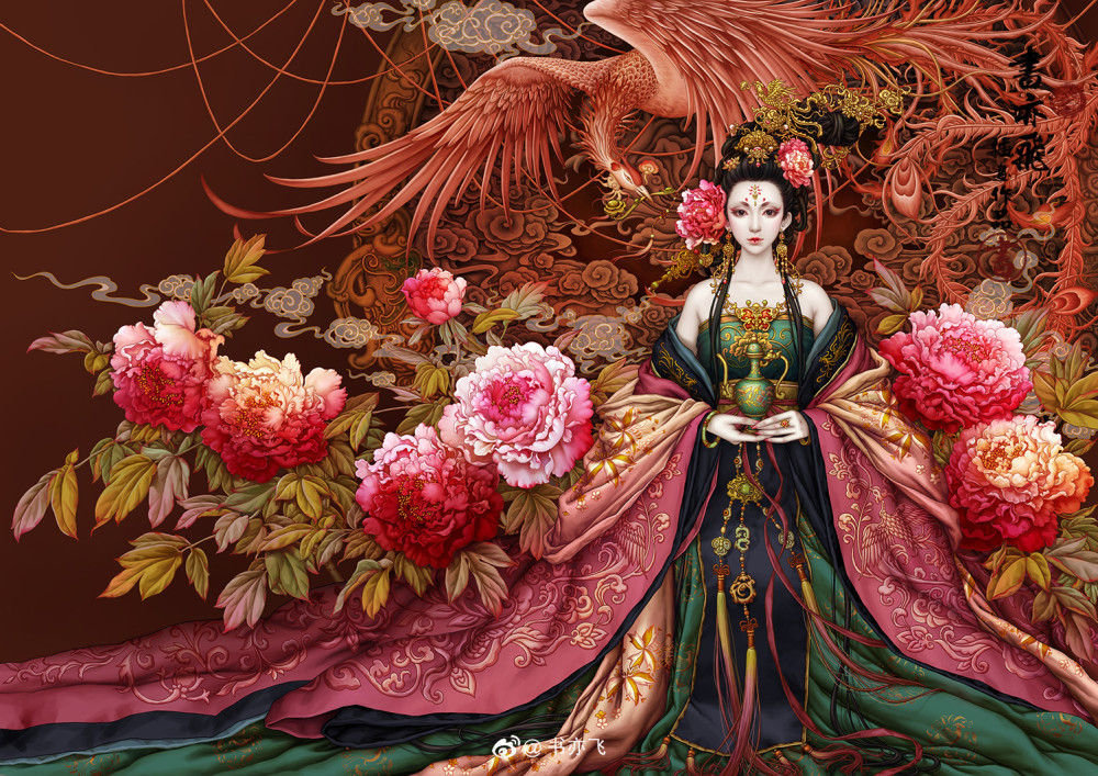 画风精美的一组"古风"人物插画作品欣赏!造型相当美型的大作