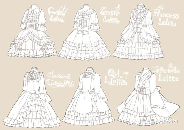 整理了一组lolita裙子样式绘画参考素材喜欢的借鉴练习