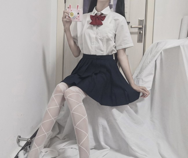 jk日常少女白丝双马尾