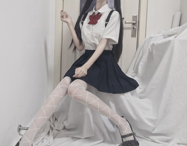 jk日常少女白丝双马尾