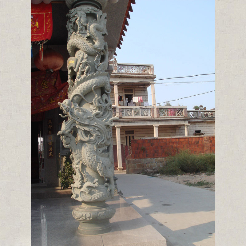 石柱子|石雕龙柱是一座祠堂修建的重要结构