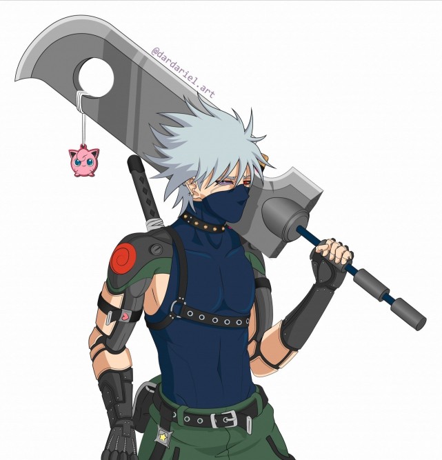 当火影忍者走机械风卡卡西的刀上吊着胖丁小樱变霸气