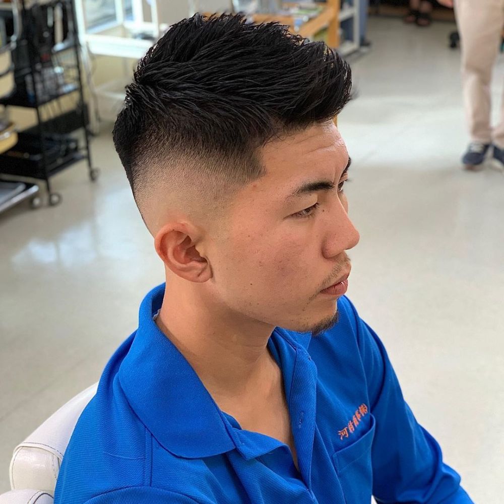 两侧铲短发型,是用电推剪由鬓角向上推上去,从短到长自然的过渡,随