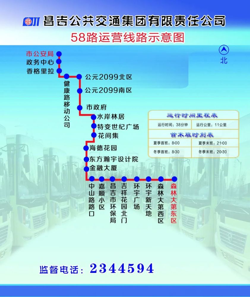 明日起昌吉市新增57路58路公交車附詳細線路