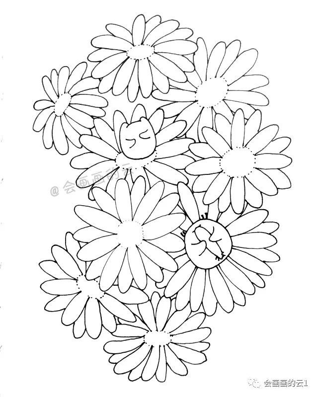 线描|线描雏菊，感觉可爱到溢出屏幕了