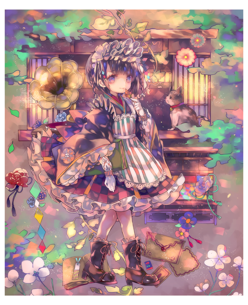 日系复古风格画风的二次元插画韵味十足