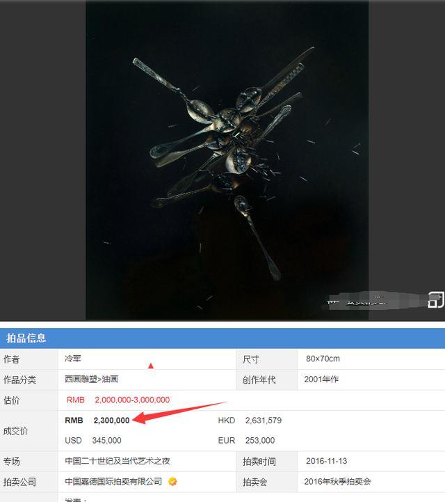冷军|冷军画了8把汤匙3根叉子，为何能卖230万？放大6倍再看看