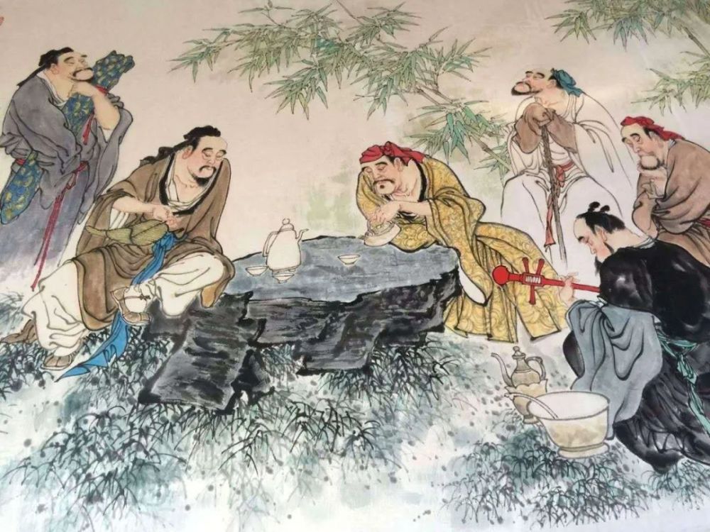 成忠臣使用丈二古宣创作的风流倜傥隐世精英竹林八贤