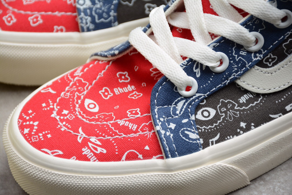 万斯高帮vansxrhud联名符号印花蓝黑红板鞋