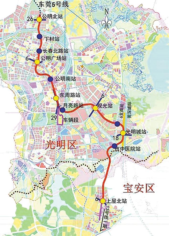 地铁13号线二期(北延)线路图