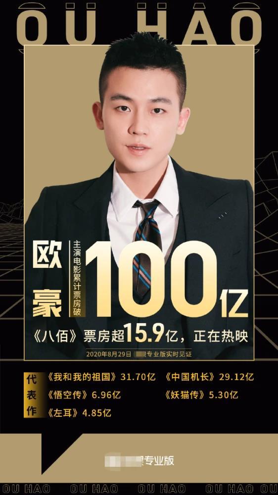 欧豪|欧豪成我国第7位百亿影帝，网友：一个代表作没有电影票房全靠蹭！