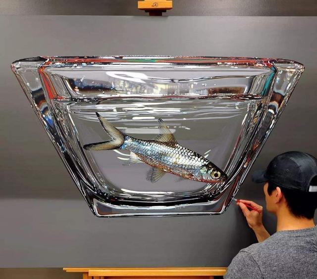 他画了一杯金鱼,看到倒影后,网友直言:冷军输了