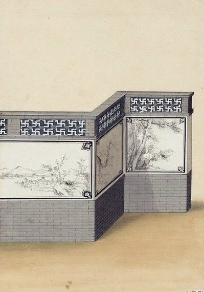 中国画-中国古建,围墙!