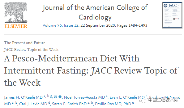 地中海饮食|JACC：地中海饮食和间歇性禁食，有益心血管健康