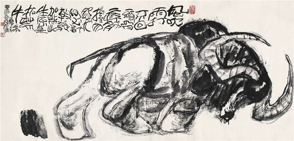 画家刘汉绘《拓荒牛》庆贺临港新片区一周年