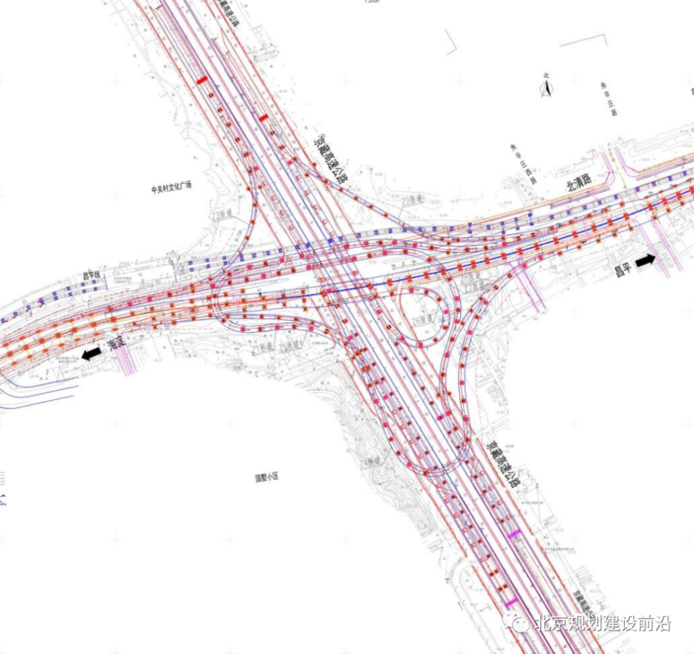 ▎桥梁设计 规划道路 与京新高速,京藏高速,安立路互通枢纽型立交