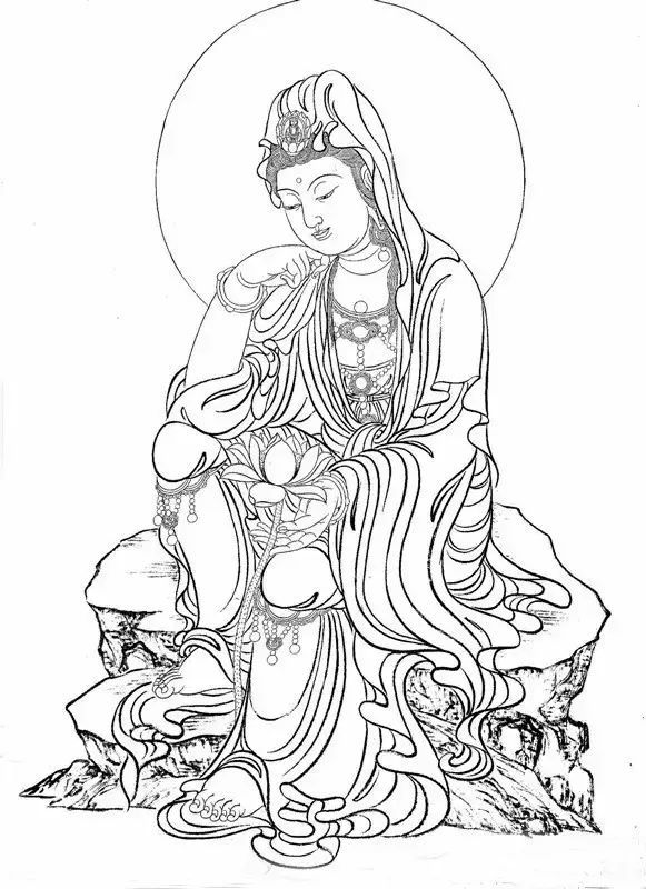 书画联盟丨观音像白描画稿图