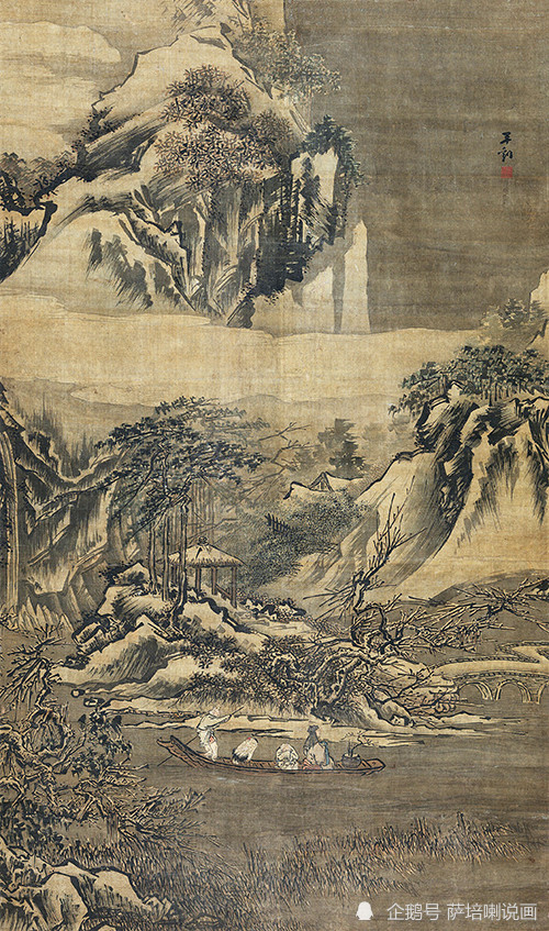 张一正|天寒地冻，带着一只仙鹤去游山玩水，张一正绘《寒溪载鹤》