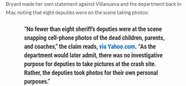 瓦妮莎力挺詹皇 再揭警长在科比坠机案说谎 球迷 曼巴皇后厉害 腾讯新闻