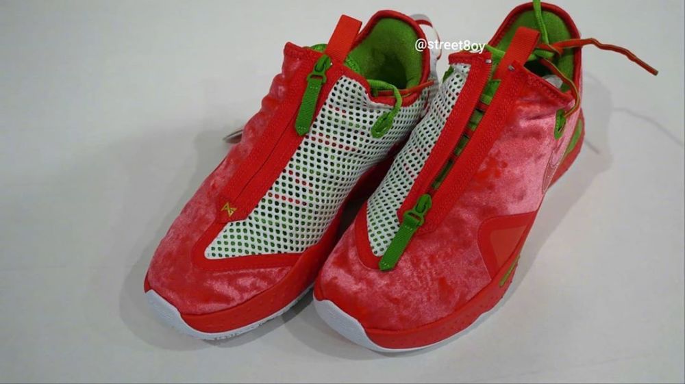 nike pg 4圣诞节配色曝光,红色天鹅绒很有节日气息