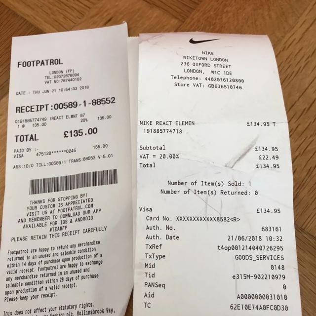 那些在nike等店铺购物后的小票情节