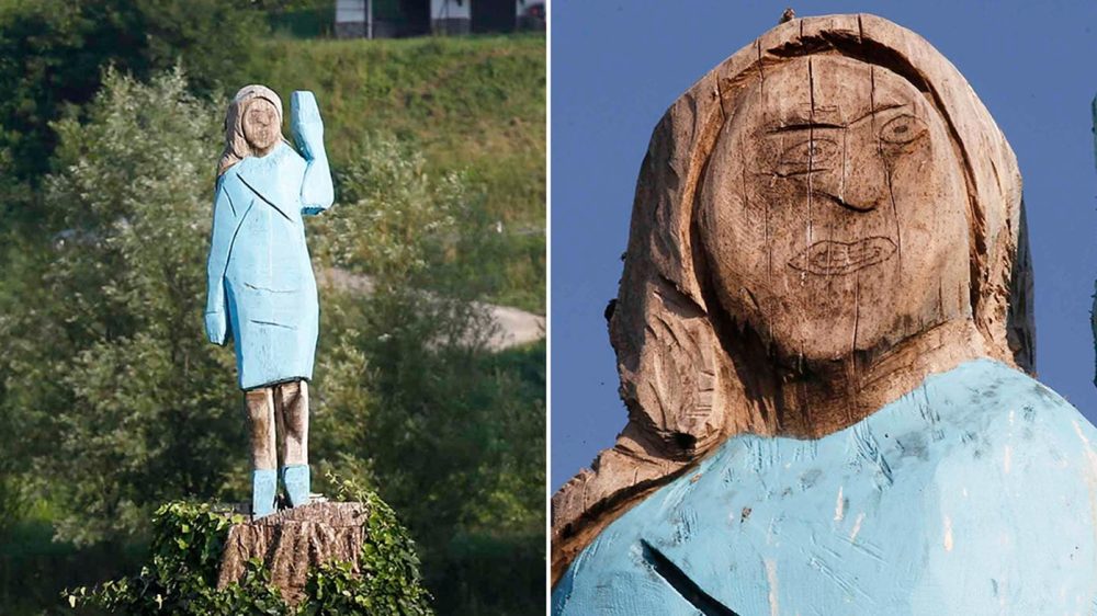 梅拉尼娅·特朗普|梅拉尼娅新铜像在家乡斯洛文尼亚落成，面部很不像她