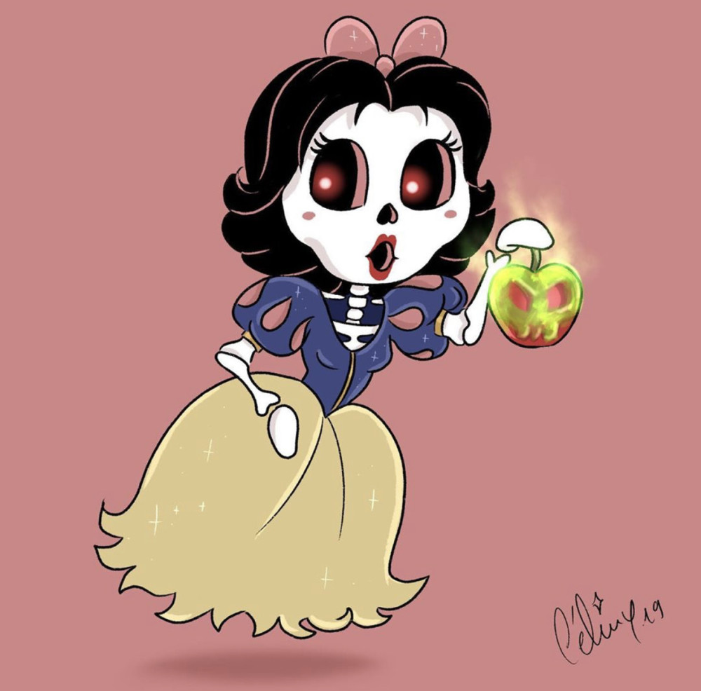 迪士尼公主也有恐怖的一面全员变成骷髅头盛世美颜不在了