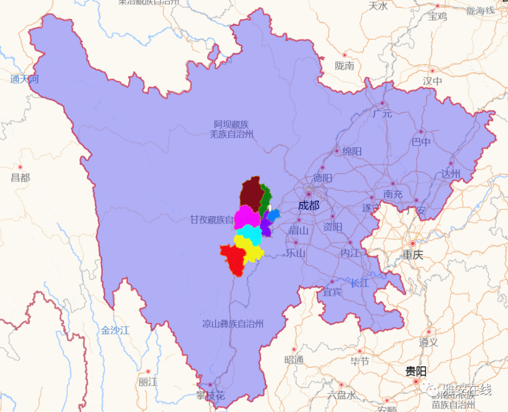 雅安市各区县行政图城区面积排名你所在的地区排在第几名呢