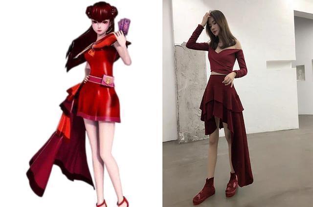 最后这款是小魔女齐娜的红色长裙,独特的设计就是有一个裙摆,像尾巴一