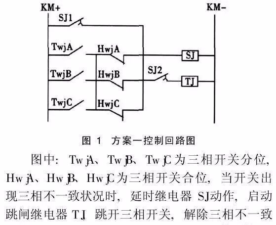 断路器本体三相位置不一致保护的接线是将a,b,c三相的常开,常闭辅助接