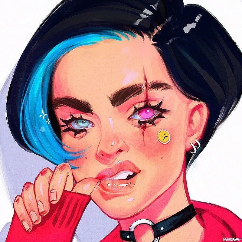 插画师 bluesssatan 一组肖像插画艺术