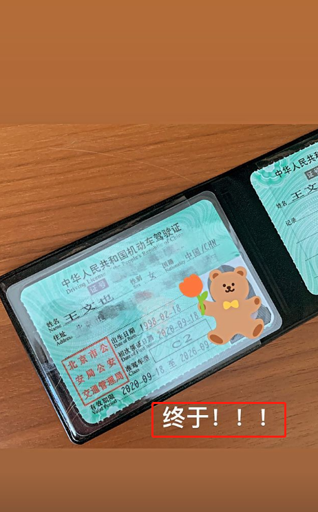 王文也|王文也官宣恋情后又迎喜讯，开心晒驾照曝光国籍，好感度要飙升