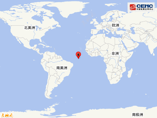 地震|中大西洋海岭中部发生6.9级地震