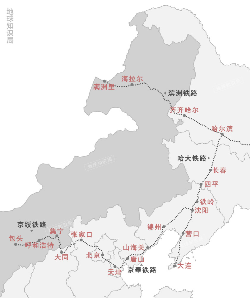贯穿东北并连接蒙东的中东铁路▼北京