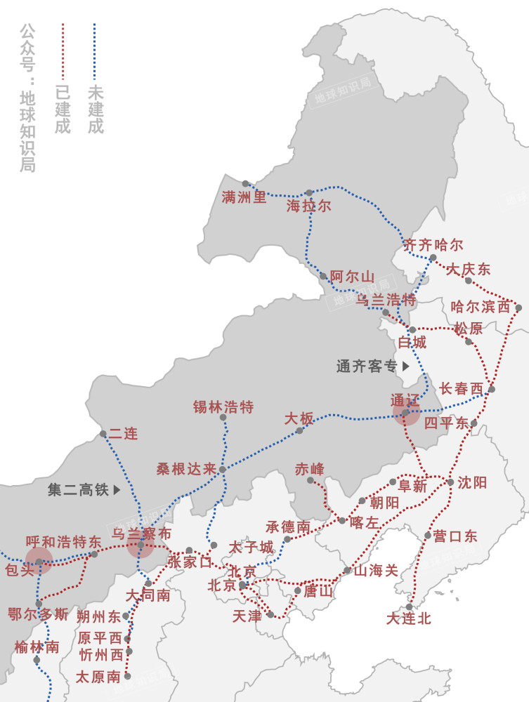 作為呼南輔助通道的呼朔高鐵以及呼包鄂城市群客運通道的呼鄂城際將