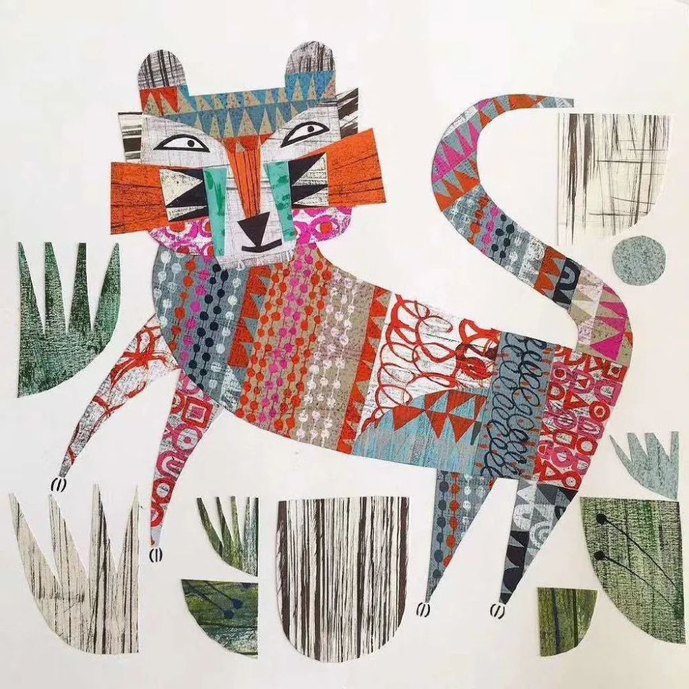 插画师|插画师使用绘画、切割、拼贴画等手工做法，做出了非常漂亮的小动物剪贴画