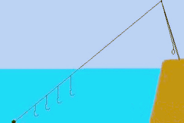 串钩最为简单的搭配就是子线分布在主线上,最下端一个铅坠,远投的时候