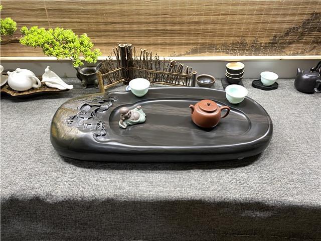 茶盘|把“小桥流水人家”，分别刻在两块石茶盘上，你们觉得谁更出色？