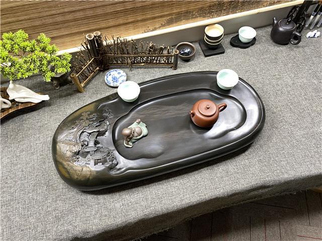 茶盘|把“小桥流水人家”，分别刻在两块石茶盘上，你们觉得谁更出色？