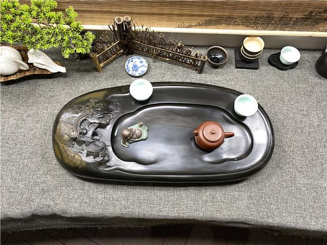 茶盘|把“小桥流水人家”，分别刻在两块石茶盘上，你们觉得谁更出色？