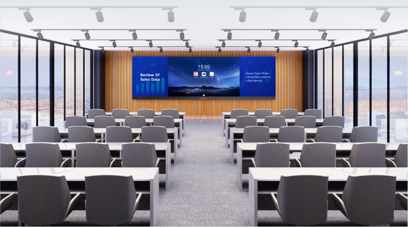 以120平米以上的大会议室场景为例,受限于液晶技术,液晶产品一般需要