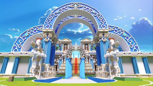 迷你世界4张美图鉴赏图一是宫殿图三建造了一座城市