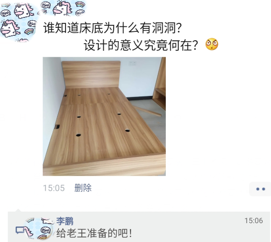 "哪位大神知道床底为啥要设计洞洞?"总不能是为老王准备的吧?