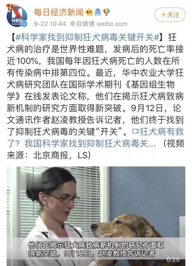 狂犬病毒|狂犬病一旦发作100％死亡？华农大学科学家研究表明：不存在了