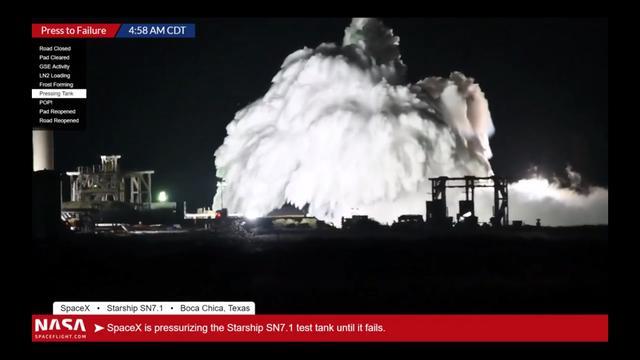 spacex|Spacex星舰SN7.1极限测试时发生爆炸，星舰SN8已经安装翅膀