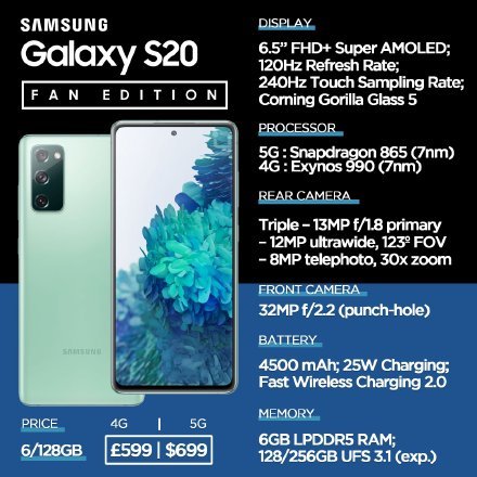 三星s20fe正式发布良心价699美元可惜生不逢时我推荐买它