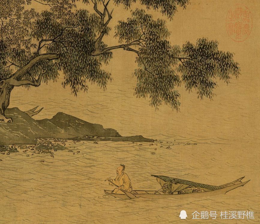 国画|国画中的人物船舟点景，画中的点睛之笔，放大20倍后很有趣味