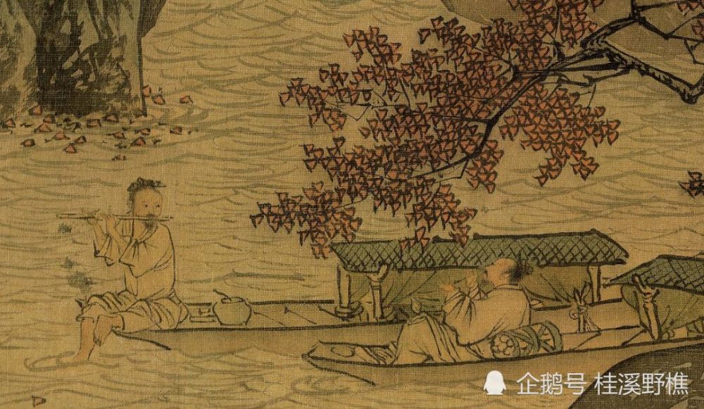 国画|国画中的人物船舟点景，画中的点睛之笔，放大20倍后很有趣味