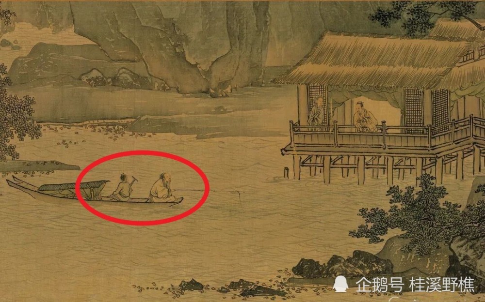 国画|国画中的人物船舟点景，画中的点睛之笔，放大20倍后很有趣味
